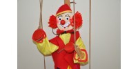Marionnette à fils de fabrication artisanale représentant un clown 